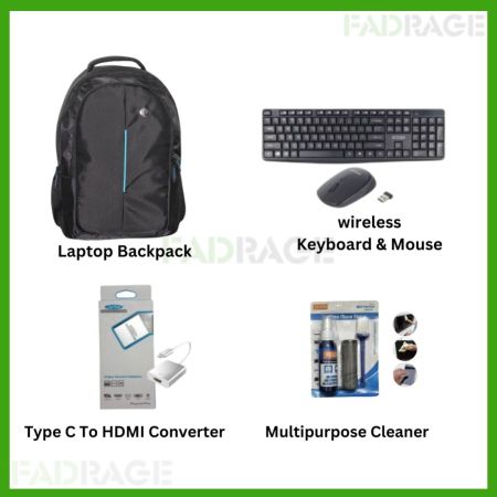 1+3 Combo Laptop Backpack, wireless Keyboard & Mouse, Type C To HDMI Converter, Multipurpose Cleaner