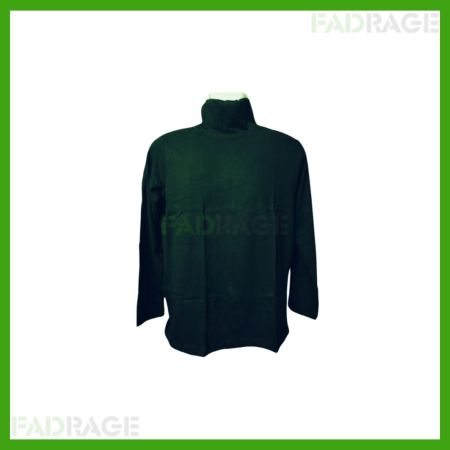 Men Solid Turtle Neck Cotton Blend Dark Green T-Shirt