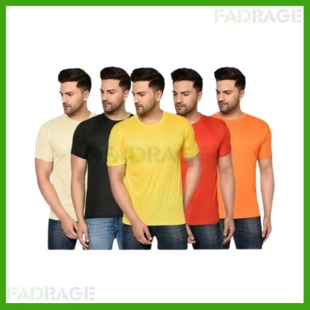 5 in 1 Pack combo T-Shirt Regular Fit Multicolor Cotton Blend Half Sleeve T-Shirt