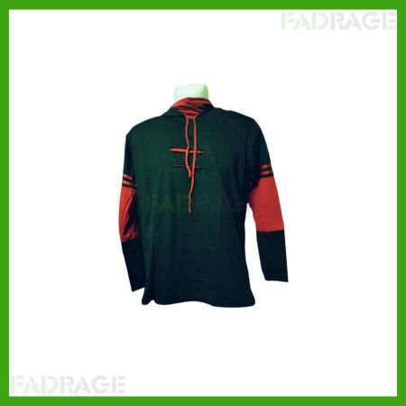 Men Self Design Hooded Neck Poly Cotton Black T-Shirt