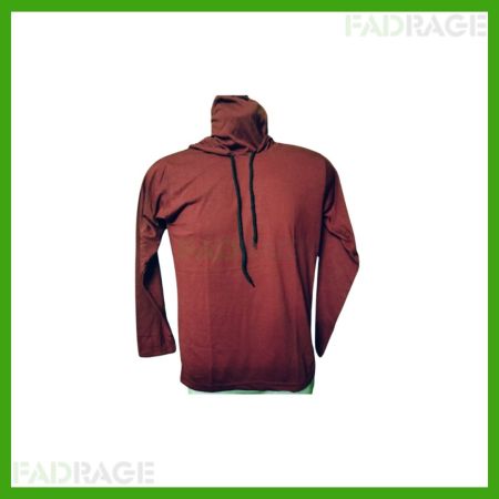 Blisstone Men's Long Sleeve Hooded Neck Casual t-shirt (Maroon)_S